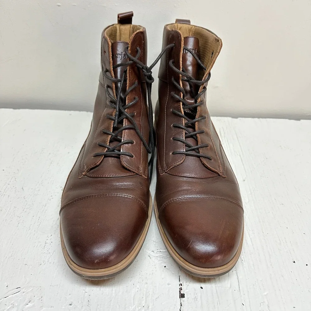 Amberjack Men's The‎ Boot Chestnut Brown Leather Lace Up Ankle Boots Size 11 M